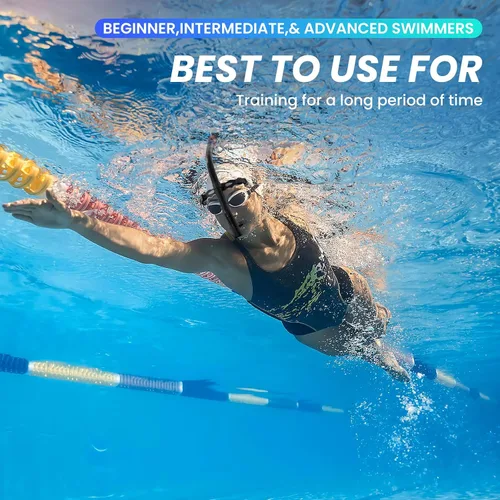 Vista 4 de Snorkel de nadador para natación regazo, equipo de esnórquel para adultos, entrenamiento de natación, boquilla de silicona de montaje central
