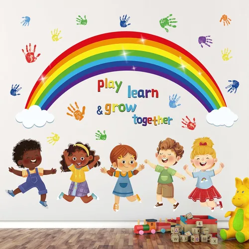 Vista 7 de wondever Calcomanías de pared de esquina de lectura, citas inspiradoras para niños, con citas inspiradoras All are Welcome Here Peel and Stick