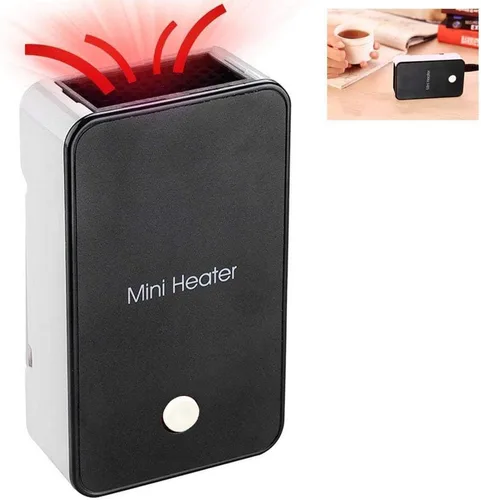 Vista 2 de YOUCIDI Calefactor Mini Portátil de Ahorro de Energía para Habitación, Oficina, Escritorio, Ventilador Eléctrico Calentador de Aire Negro