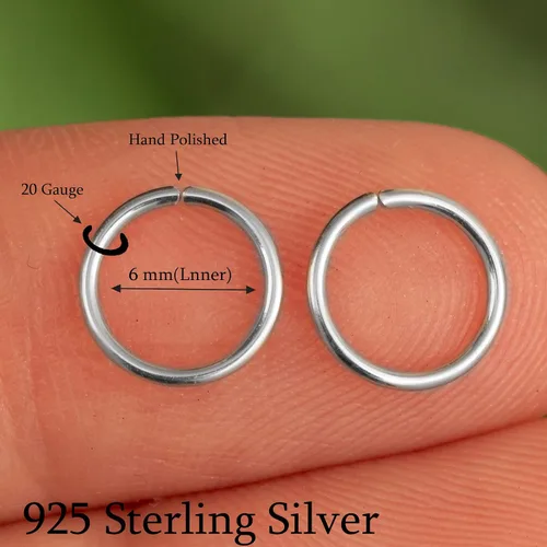 Vista 88 de Aretes de aro de oro de plata – Aretes de aro para mujer, dos piezas de aros de plata fina rellenos de oro, aro de hélice, anillo de tragus, aro