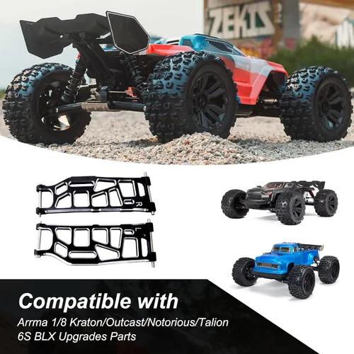 Vista 2 de Brazos de suspensión inferiores traseros de aluminio para Arrma 1/8 Kraton/Outcast/Notorious/Talion 6S BLX, piezas de actualización, reemplaza Negro