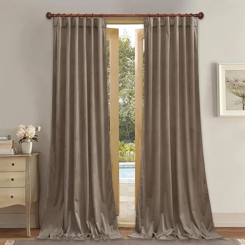 Vista 26 de StangH Cortinas 100% opacas, color beige, terciopelo suave y grueso, cortinas para ventana de dormitorio, forro blanco, cortinas con aislamiento
