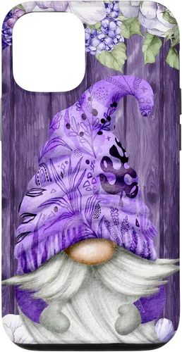 Vista 28 de Cute Purple Aesthetic Anemones Flower Pattern Lavender Gnome Case for iPhone 17
