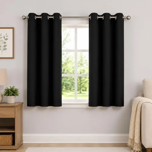 Vista 10 de Aquazolax Cortinas opacas de 45 pulgadas de largo, juego de 2 paneles para guardería, cortinas de tratamiento de ventanas con aislamiento térmico