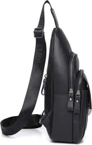 Vista 23 de LUKZIJAES Bolso bandolera de cuero genuino para hombre