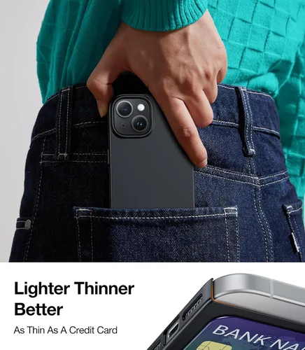 Vista 3 de TORRAS Funda delgada diseñada para iPhone 15, [Ultra delgada como sin funda] [tacto aterciopelado] Funda protectora resistente con plástico duro