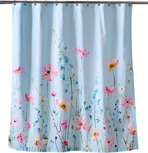 Vista 11 de Maison d' Hermine Cortina de ducha 100% algodón, un panel, 70 x 72 pulgadas, cortinas de ducha de tela lavable para baño, fácil de colgar con 12