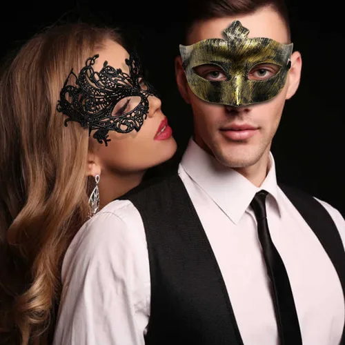 Vista 7 de Máscara de mascarada para hombre, máscara de encaje para pareja, máscara veneciana griega romana para fiesta de disfraces de Halloween