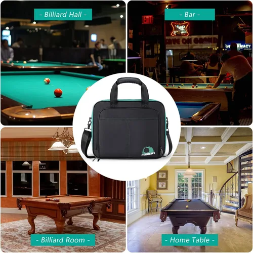 Vista 7 de Billiard Carrying Bag Fit 17 or 12 2-1/4'' Billiards Ball Set Padded Pool Ball Case, Carry Handle and Shoulder Strap, Pool Ball Holder for