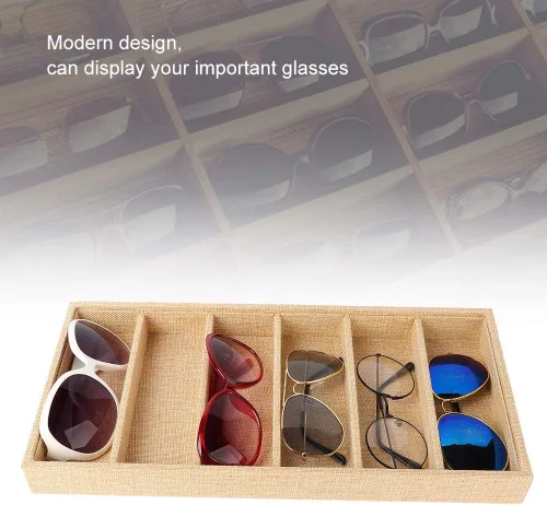 Vista 5 de Jopwkuin sunglass storage cvenient 38×19×4 6 grids sunglasses display box jewelery display organizer tray