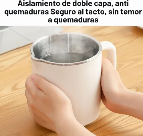 Vista 3 de CCYLEZ Hervidor eléctrico portátil de 20.3 fl oz, hervidor de viaje plegable de acero inoxidable, espumador de leche, cafetera con control