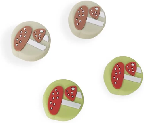 Vista 5 de Ocanblu - Cute Mushroom Thumb Grip Caps Compatible with Nintendo Switch Switch OLED Switch Lite Soft Silicone Joystick Caps 4PCS