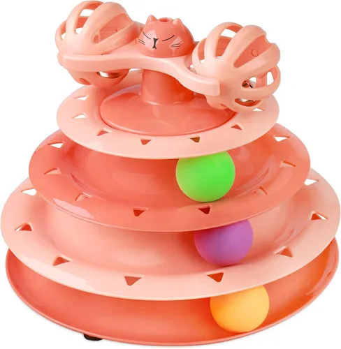 Vista 10 de UPSKY Juguete Rodillo para Gatos Tornamesa de 3 Niveles Juguete para Gatos con Pelotas con Seis Pelotas Coloridas Juguetes Interactivos para Gatitos