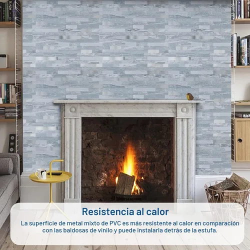 Vista 6 de Midcard 10 Hojas de Azulejos de Pared PVC para Salpicaduras, de Pelar y Pegar, para Salpicaduras de Cocina Rectangular Azul oscuro con plata