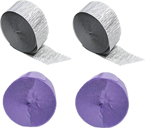 Vista 8 de K-Kraft Serpentinas de papel crepé morado fabricadas en Estados Unidos (violeta francés + dorado metálico)