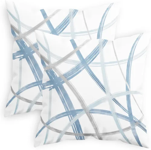 Vista 11 de CaliTime Juego de 2 fundas de almohada decorativas de vellón con líneas geométricas abstractas en forma de arco, para sofá, cama, decoración de casa