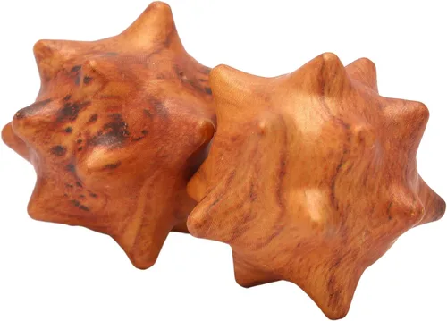 Vista 9 de Yinhing 2 bolas de ejercicio de mano de madera, bola de masaje de mano de madera para palma relajante, bolas de masaje de acupuntura texturizadas