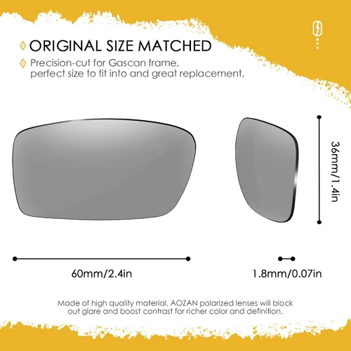 Vista 2 de AOZAN Lentes de repuesto ANSI Z87.1 para gafas de sol Oakley Gascan OO9014