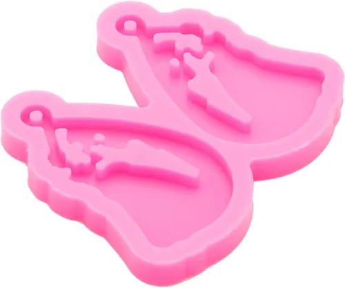 Vista 4 de Molde brillante y brillante para niña en vestido de novia, molde de resina de silicona para llavero, molde para bricolaje, joyería de moda, moldes