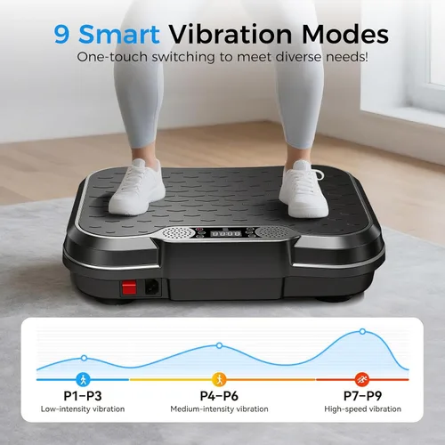Vista 9 de AoraPulse Vibration Plate Exercise Machine with 9 Programs 250 Speeds