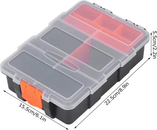 Vista 2 de Caja organizadora de piezas pequeñas con divisores extraíbles, contenedor de almacenamiento de PVC para herramientas de hardware, tornillos, pernos