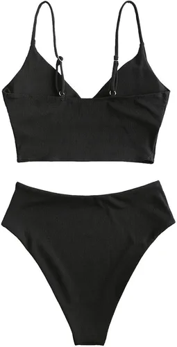 Vista 2 de ZAFUL Traje de baño tankini de dos piezas con cuello profundo profundo y estampado floral