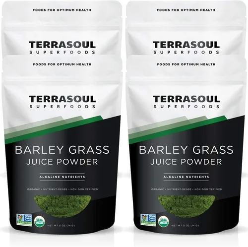 Vista 5 de Terrasoul Superfoods Jugo de hierba de cebada orgánica en polvo, 5 onzas, cultivado en Estados Unidos, hecho de jugo concentrado, superior a