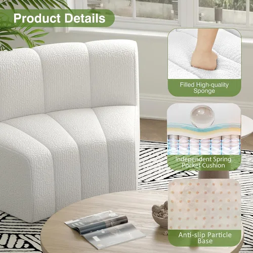 Vista 3 de LEVNARY Módulo redondo 1/8 para sofá modular (beige)