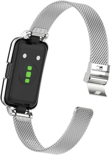Vista 5 de HOPMC - Correa de repuesto ajustable de acero inoxidable compatible con correa de metal Huawei Band 7/8 plateado