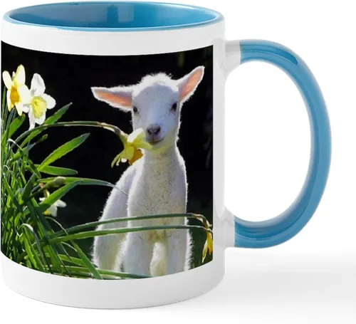 Vista 11 de CafePress EASTER LAMB AND FLOWERS - Taza de café de cerámica de 11 oz (11.0 fl oz)