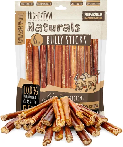 Vista 15 de Mighty Paw Naturals - Palitos masticables rizados para perros – Masticables de carne de res alimentada con pasto. Palitos para perros grandes, razas