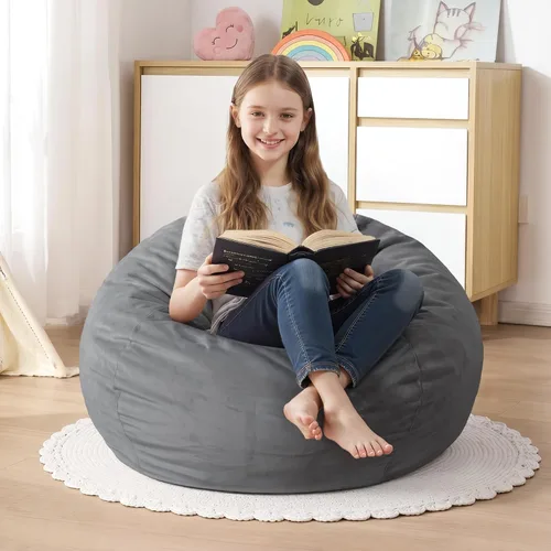 Vista 55 de Sillón puff de 3 pies Sillón estilo puff grande de 3 pulgadas con relleno de espuma viscoelástica, sofá suave con funda de terciopelo holandés