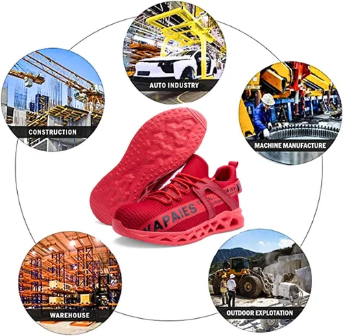 Vista 6 de Los mejores zapatos de punta de acero para mujer, zapatos de trabajo de punta de acero de moda para hombres, zapatos de seguridad resistentes