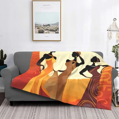 Vista 8 de Manta de franela estampada decorativa, manta negra africana para mujeres y niñas, manta suave para cama, sofá, decoración de silla, regalos