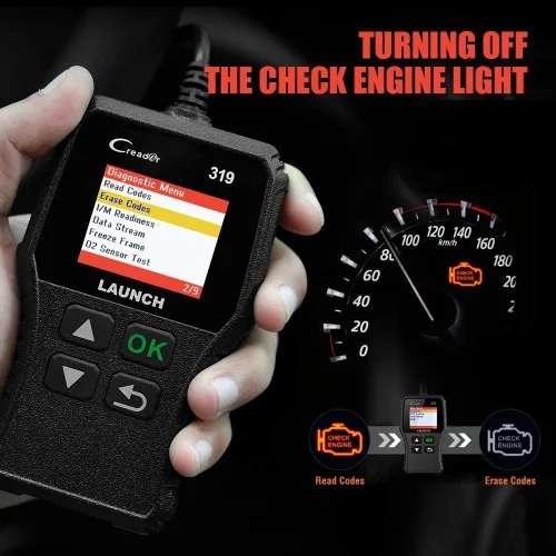 Vista 7 de Launch Lector de Código de Escáner OBD2 CR319 con Funciones Completas de Código de Revisión del Motor Negro