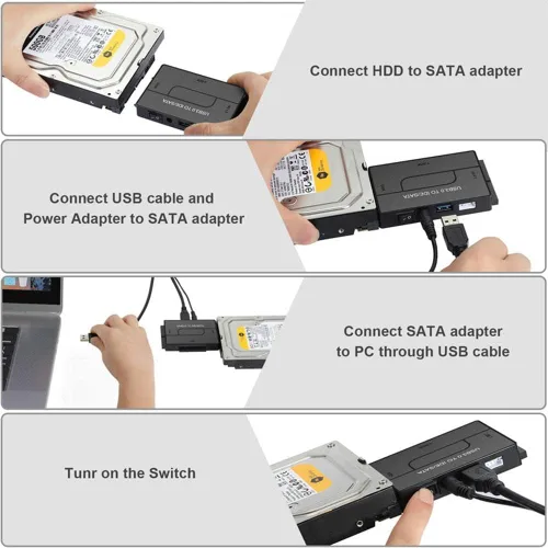 Vista 5 de RUNAAJA Ultra Recovery - Juego de adaptadores de disco duro USB 3.0 a IDE/SATA para discos duros de 2.5" y 3.5" HDD, SSD, DVD, lector universal