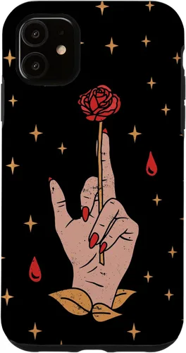 Vista 5 de Funda estética de Tarot con diseño de rosa mágica y estrellas para iPhone 15