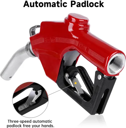 Vista 4 de Boquilla de combustible automática de 1 pulgada NPT de apagado automático roja con junta giratoria de 19/16 pulgadas (diámetro exterior = 30 mm)
