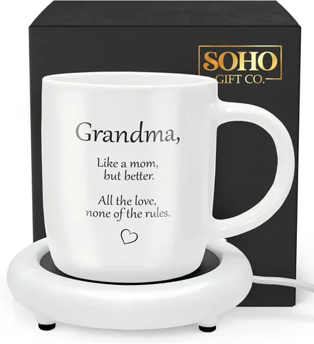 Vista 12 de Taza de café con calentador, taza eléctrica motivacional para amantes del café, regalos para cumpleaños/Navidad, 12oz Born to Shine (caja de regalo)