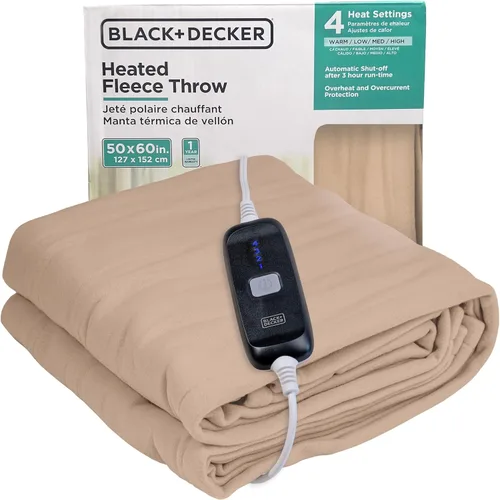 Vista 11 de BLACK+DECKER Manta térmica eléctrica, manta eléctrica de piel de oveja sintética, manta térmica con 4 niveles de calefacción, temporizador de 3