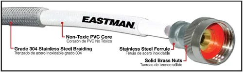Vista 12 de Eastman 41065 manguera para lavadora de acero inoxidable con codo de 90 grados, 3/4 pulgadas X 3/4 pulgadas, 1 par