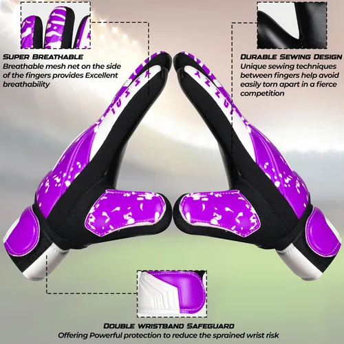 Vista 5 de Guantes de portero juvenil con doble protección para la muñeca, material de látex antideslizante