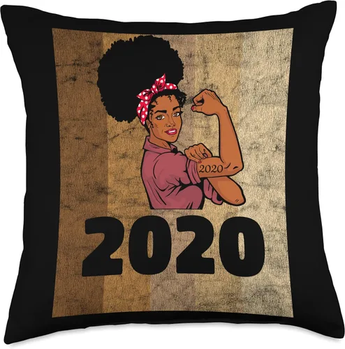 Vista 4 de Vintage 2020 Limited Edition 3rd Birthday Afro Girls Women Throw Pillow