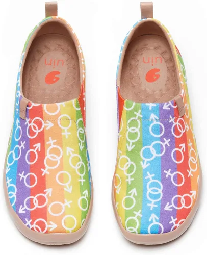 Vista 101 de UIN Zapatos de viaje para caminar para hombre, sin cordones, de lona, informales, ligeros, cómodos y modernos, diseño de perritos felices Ahhhhh
