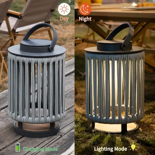 Vista 5 de Faroles solares decorativos para exteriores, luces solares para exteriores, faroles de aluminio alimentados por energía solar para porche, césped