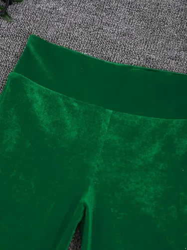 Vista 6 de Hansber Leggings de sirena metálica con cola de pez para niñas, pantalones acampanados para cumpleaños, festivales, fiestas de Navidad