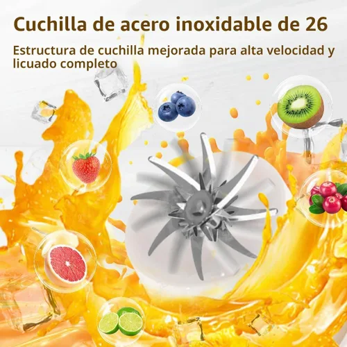 Vista 2 de Mojoco Batidora Portátil de Batidos - Licuadora Personal de 24oz para Batidos y Licúes - Batidora de Jugo Inalámbrica/Recargable con Cuchilla