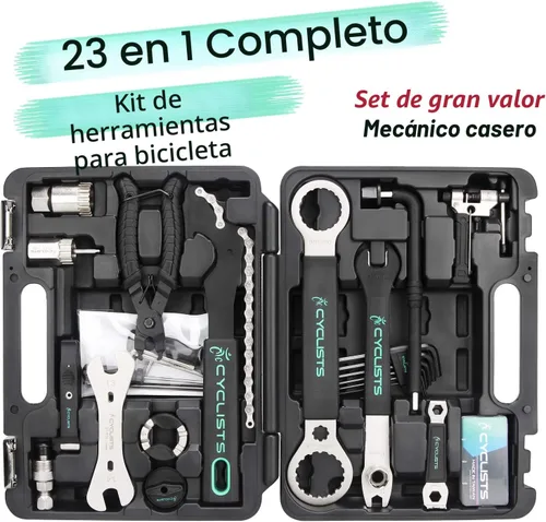 Vista 2 de Kit de 23 piezas de herramientas para bicicleta - Juego de herramientas de reparación de bicicletas compatible - Juego de herramientas