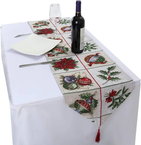 Vista 5 de rockcloud Camino de mesa decorativo de algodón de 13 x 67 pulgadas para cenas familiares o reuniones, fiestas en interiores o exteriores