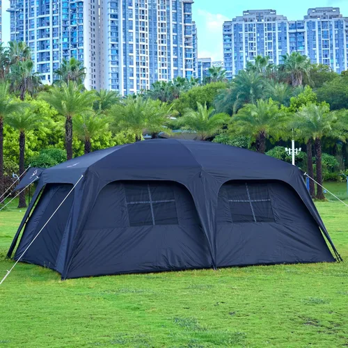 Vista 5 de KTT Extra Large Tent 12-14 Person,Family Cabin Tents,2 Rooms,Straight Wall,2 Doors 4 Windows with Mesh,Waterproof,Double Layer,Big Tent for